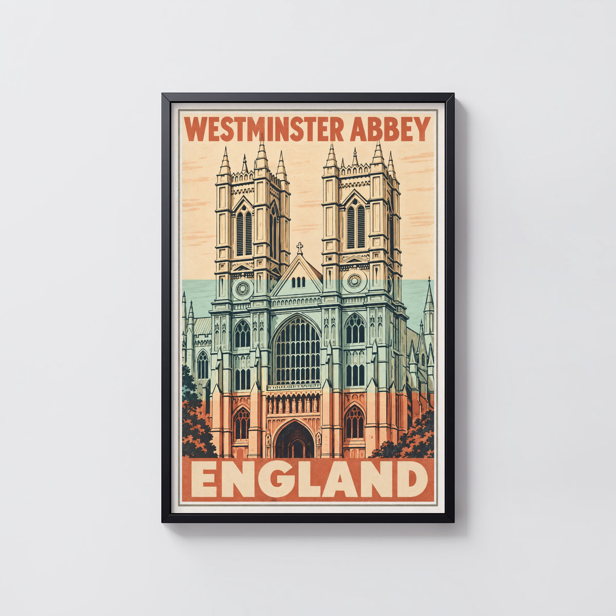 Vintage Westminster Abbey Poster, London Wall Art, Print