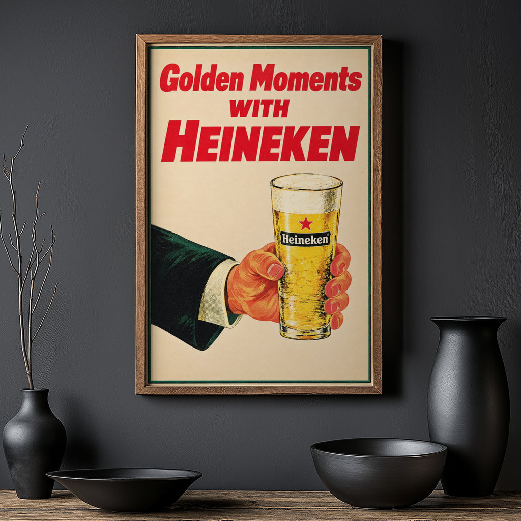 Vintage Heineken Beer Print, Poster, Pub Wall Art
