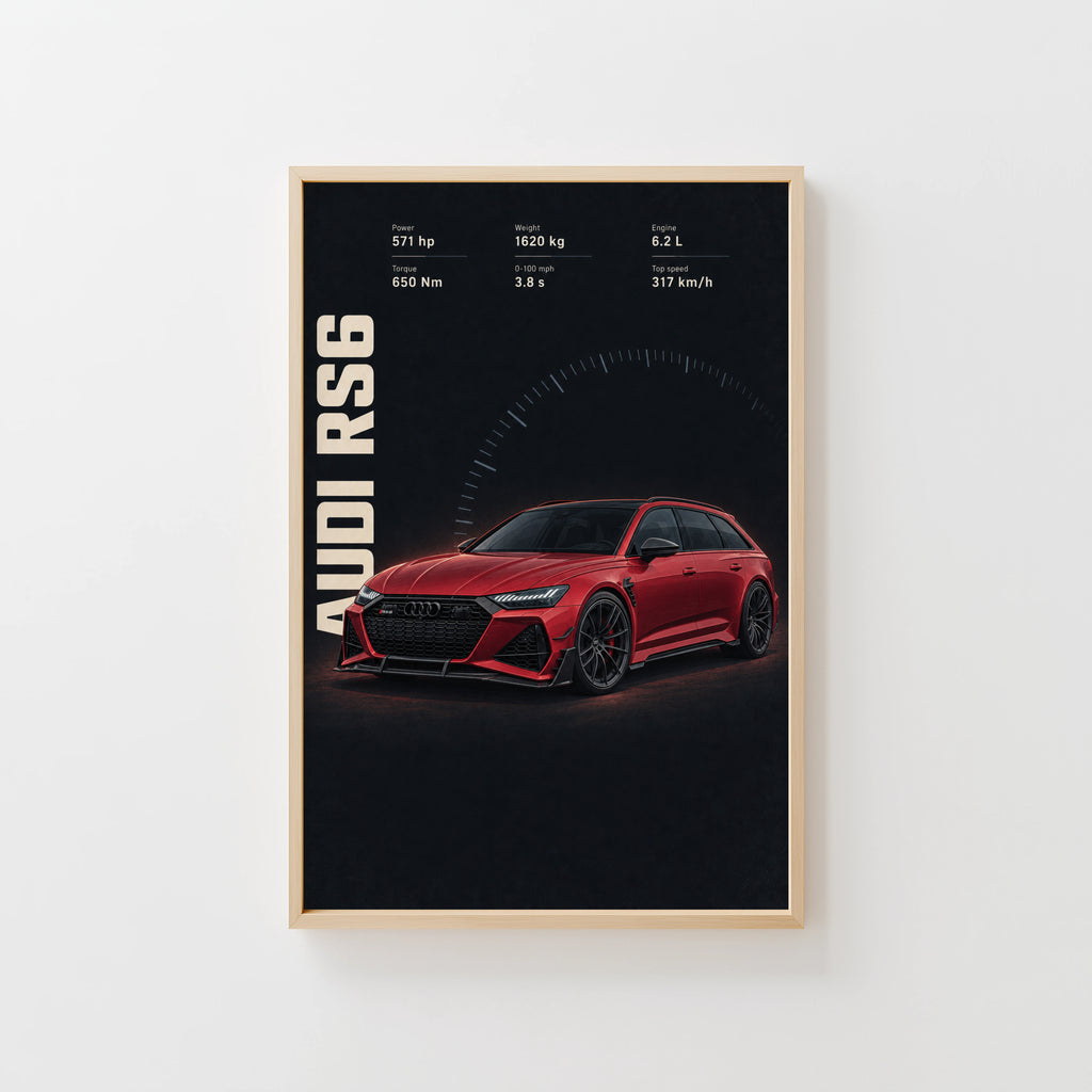 Vintage Audi RS6 Print, Car Wall Art