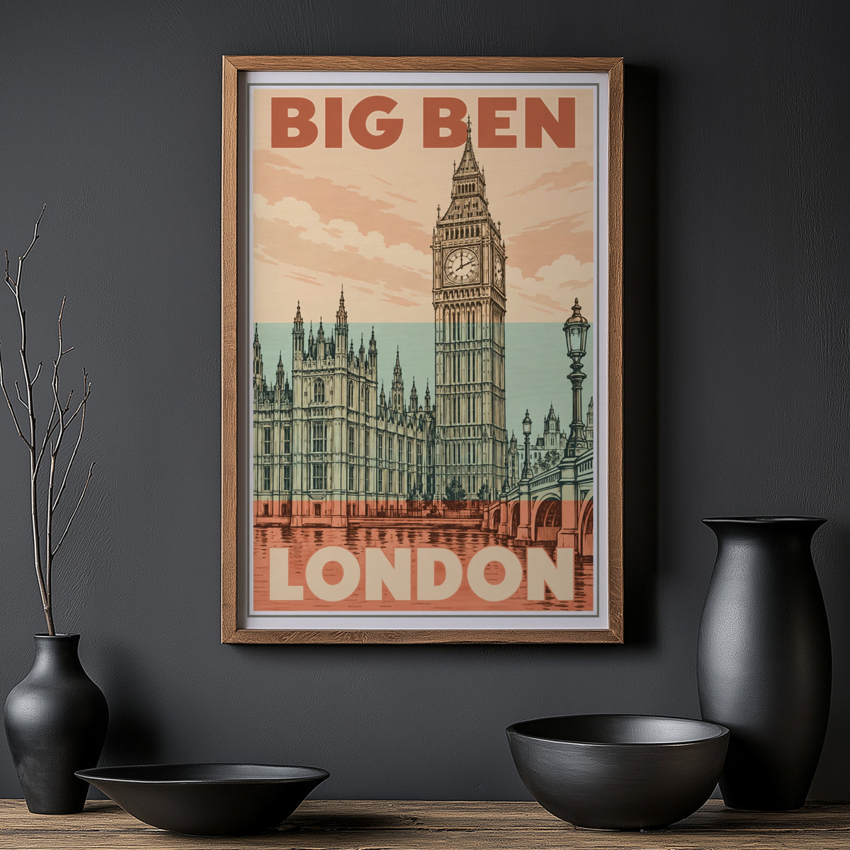 Vintage Big Ben London Poster, Retro Wall Art, Print