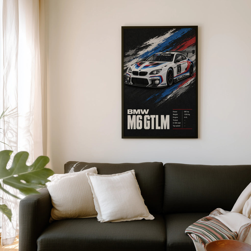 Vintage BMW M6 GTLM Race Car Print, Wall Art