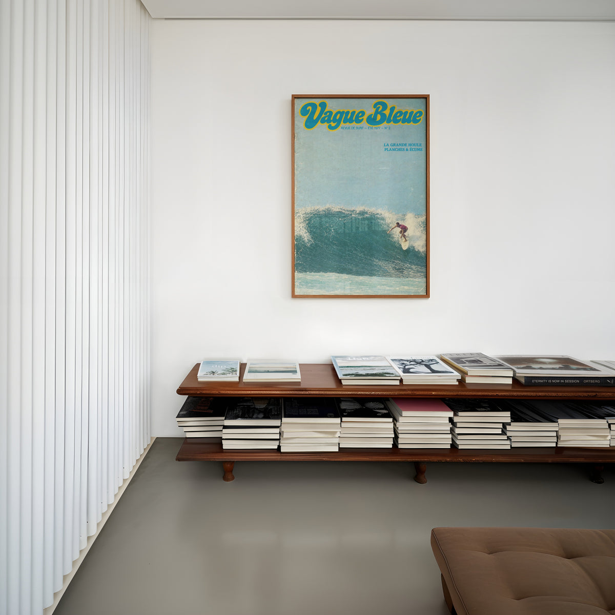Vintage Vague Bleue Surf Print, 1977 Surfing Poster
