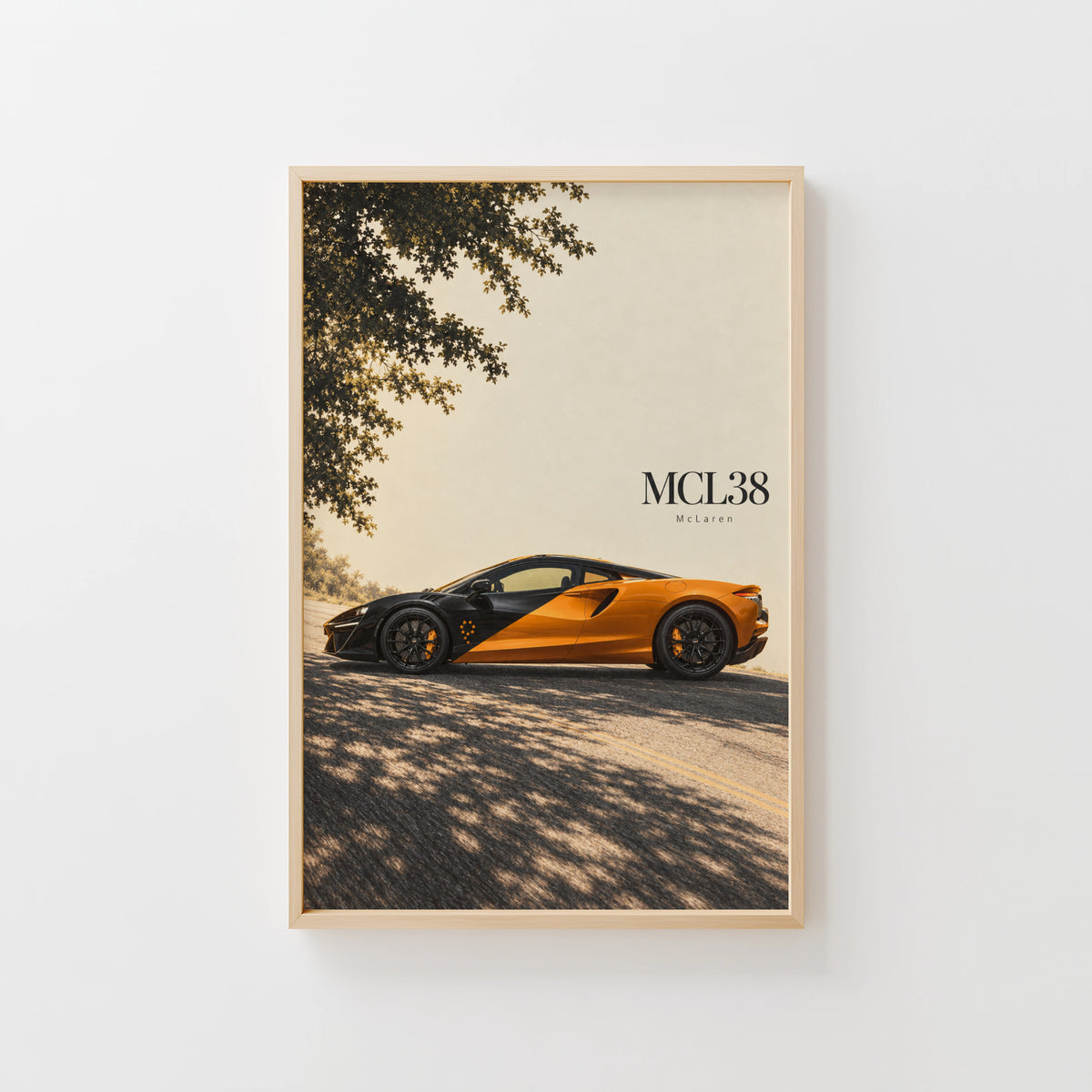 Vintage McLaren Car Print, Orange Supercar Art