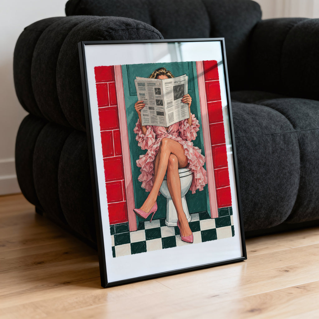 Vintage Bathroom Print and Poster, Retro Toilet Wall Art