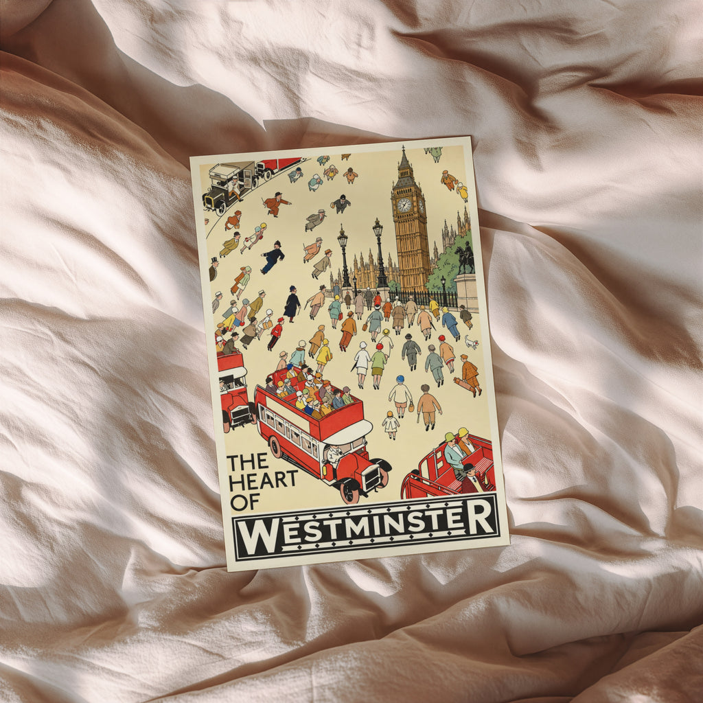 Vintage Westminster Poster, Big Ben London Wall Art Print