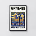 Vintage Westminster London Poster, Thames Wall Art Print