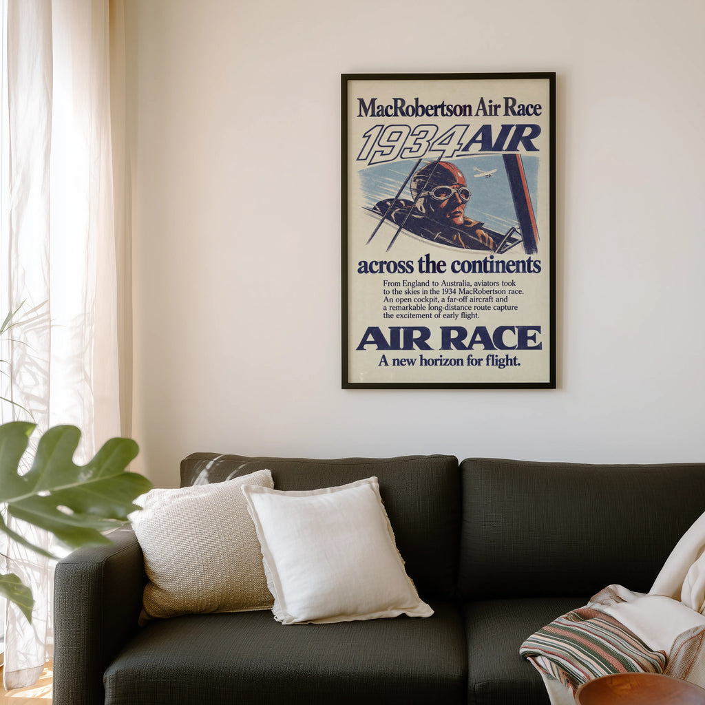 Vintage Aviator Poster, Air Race Wall Art, 1934 Print