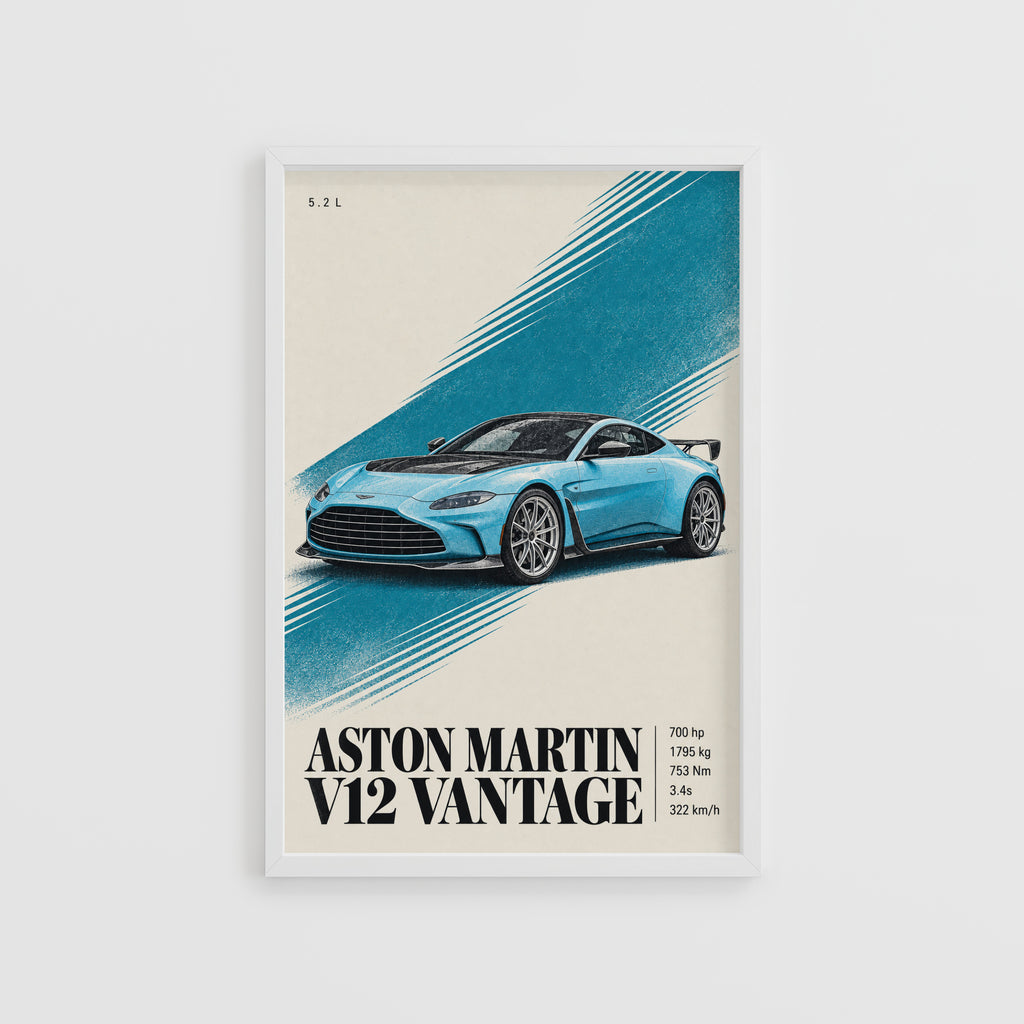 Vintage Aston Martin V12 Vantage Print, Car Art