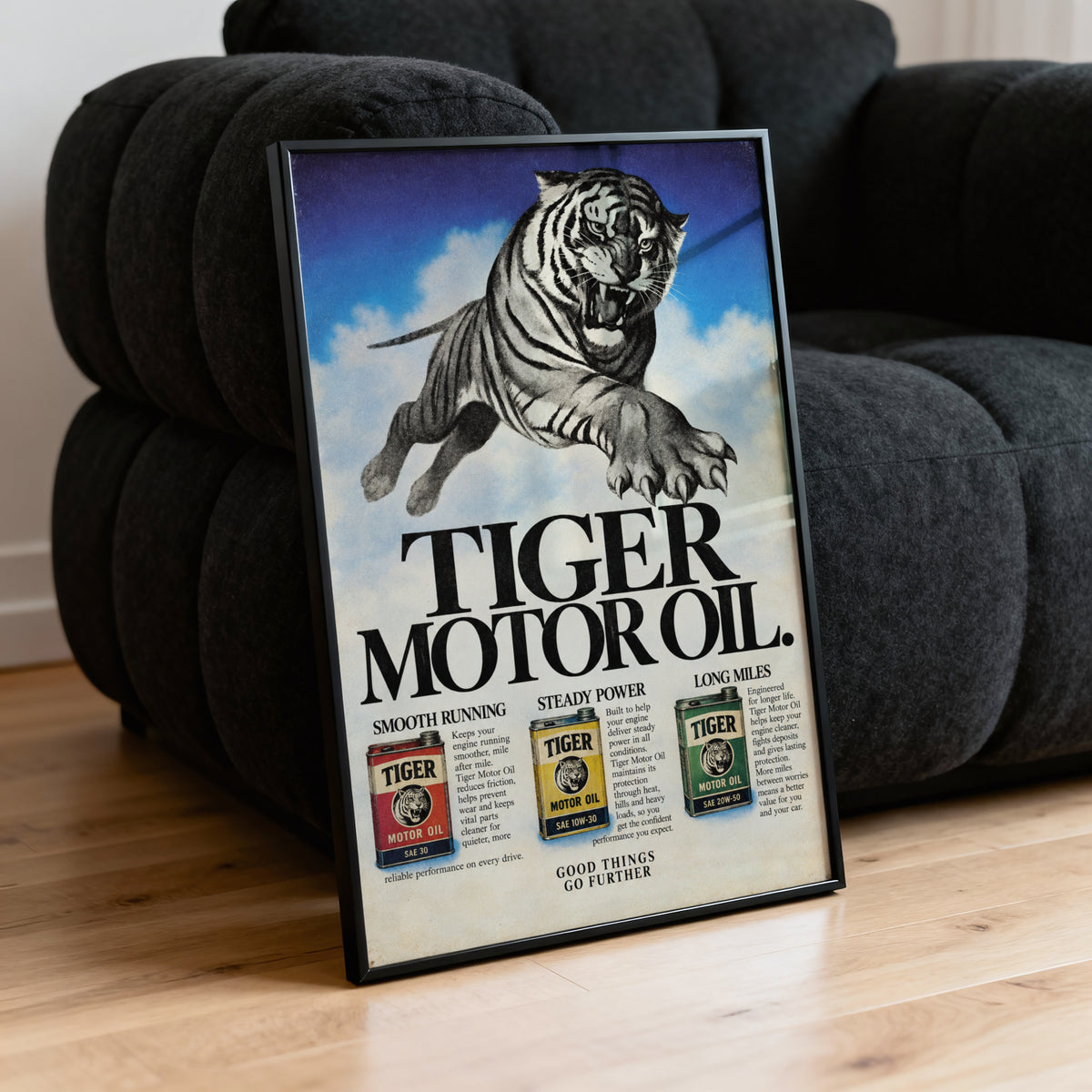 Vintage Tiger Poster, Motor Oil Advert Wall Art, Print