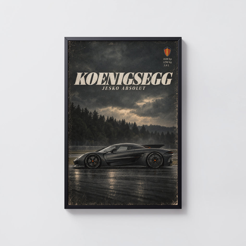 Vintage Koenigsegg Jesko Absolut Print, Hypercar