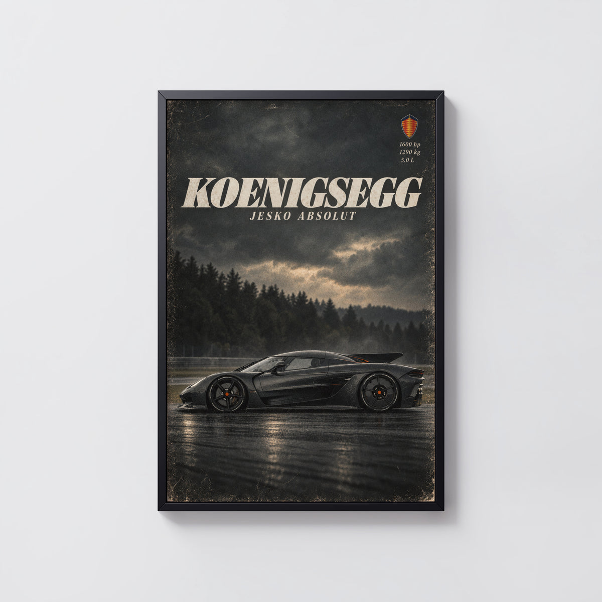 Vintage Koenigsegg Jesko Absolut Print, Hypercar