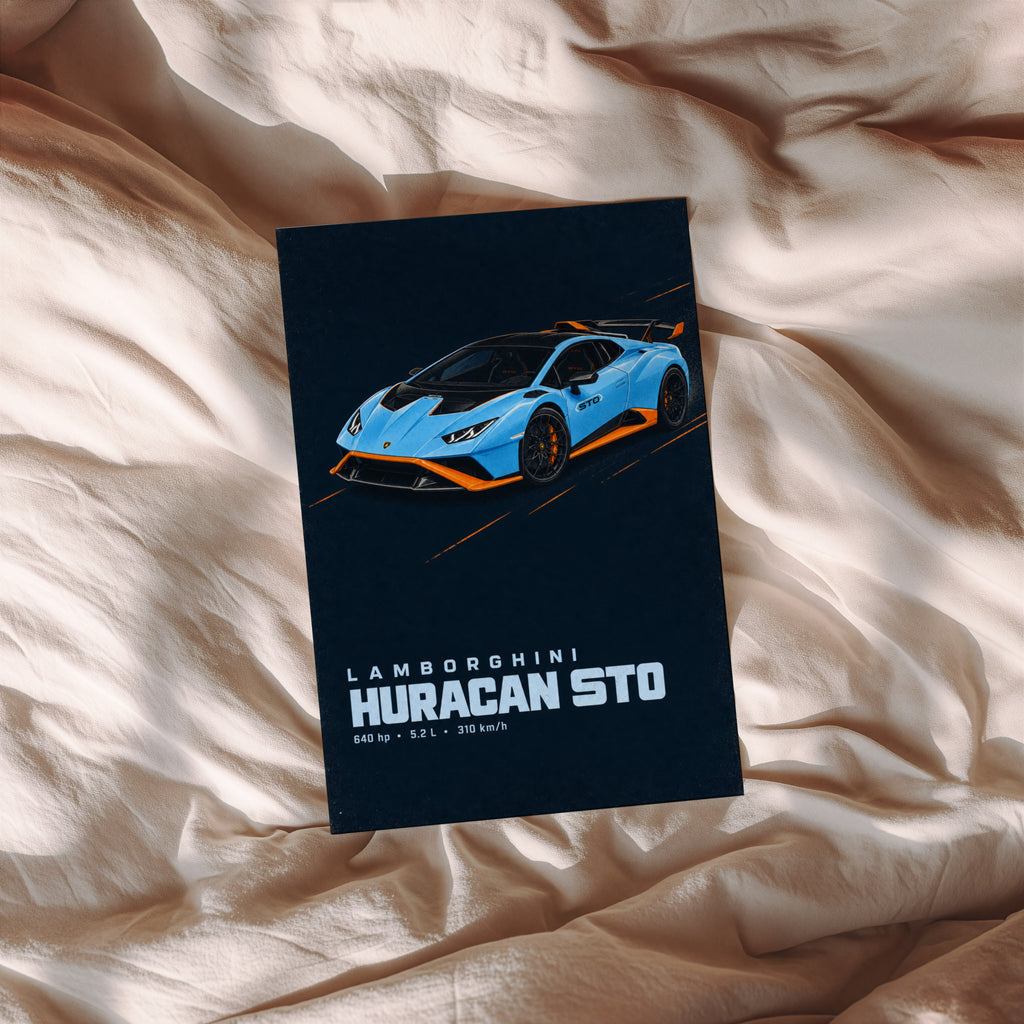 Vintage Lamborghini Huracan STO Print Car Art