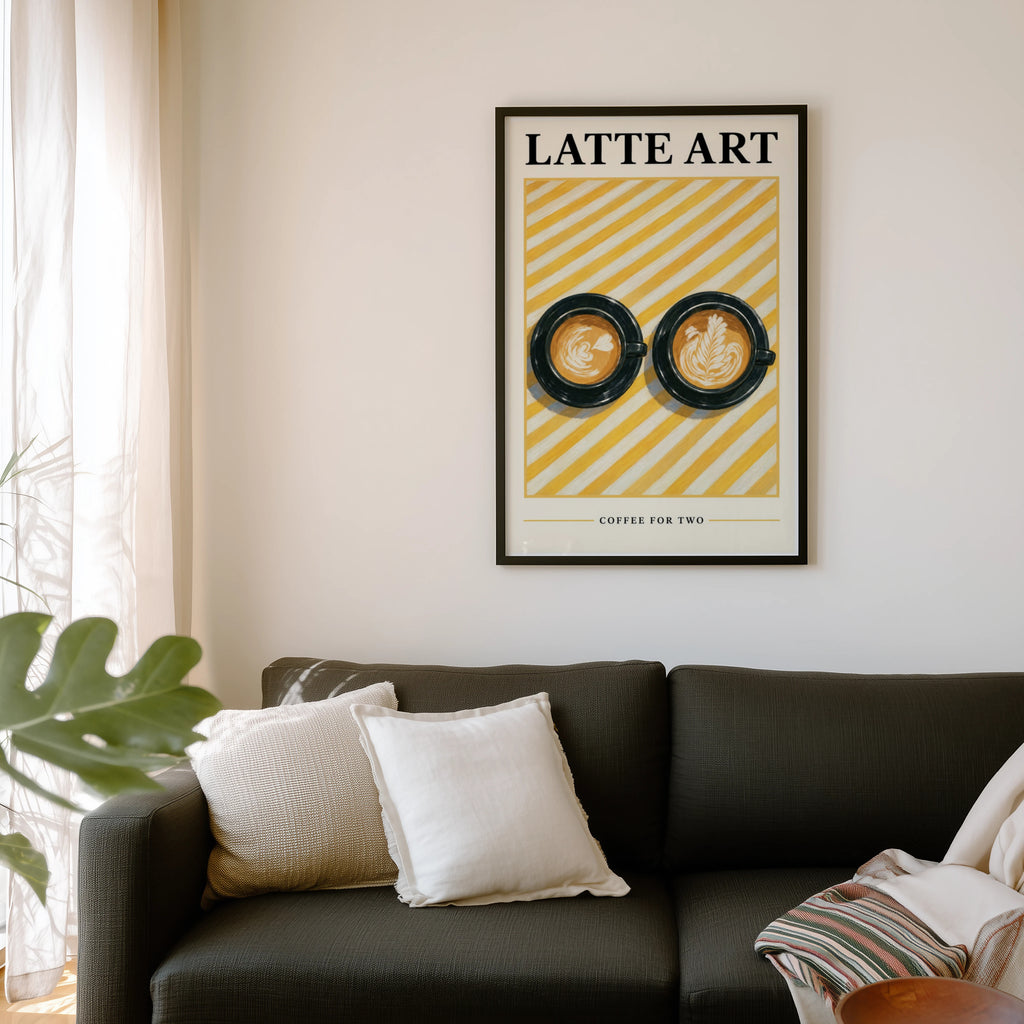 Vintage Latte Art Print and Poster, Coffee Wall Art