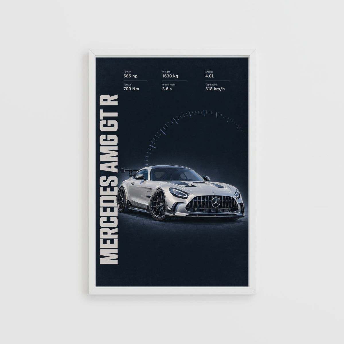 Vintage Mercedes AMG GT R Print, Car Wall Art