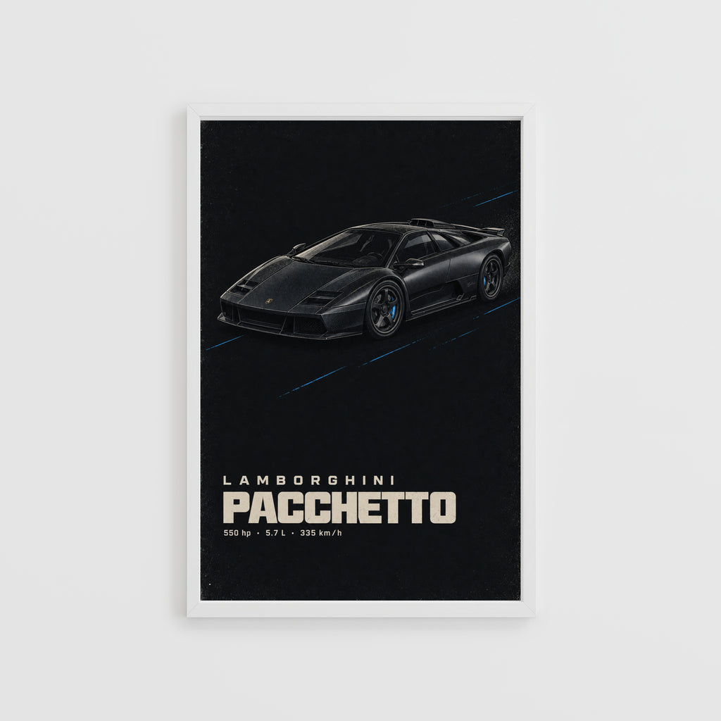 Vintage Lamborghini Pacchetto Print, Car Wall Art