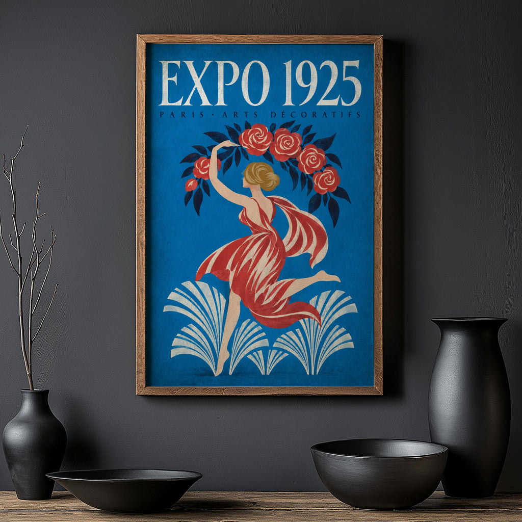 Vintage Paris Expo 1925 Poster, Art Deco Wall Art, Print