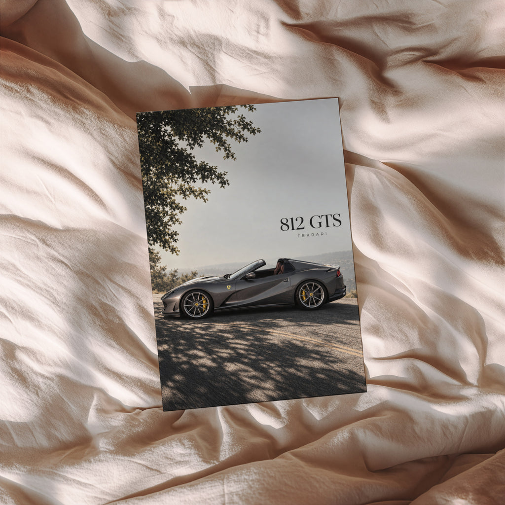 Vintage Ferrari 812 GTS Print, Supercar Wall Art