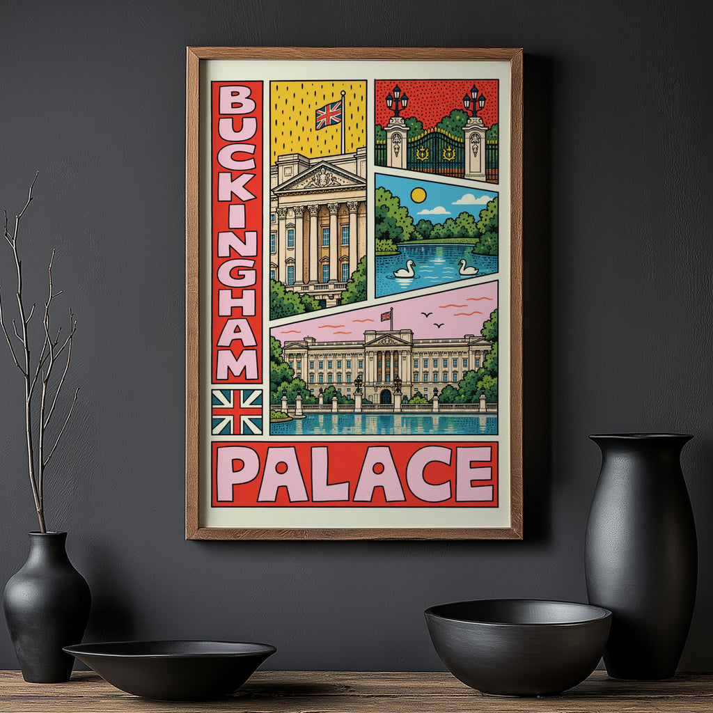 Vintage Buckingham Palace Poster, London Wall Art Print