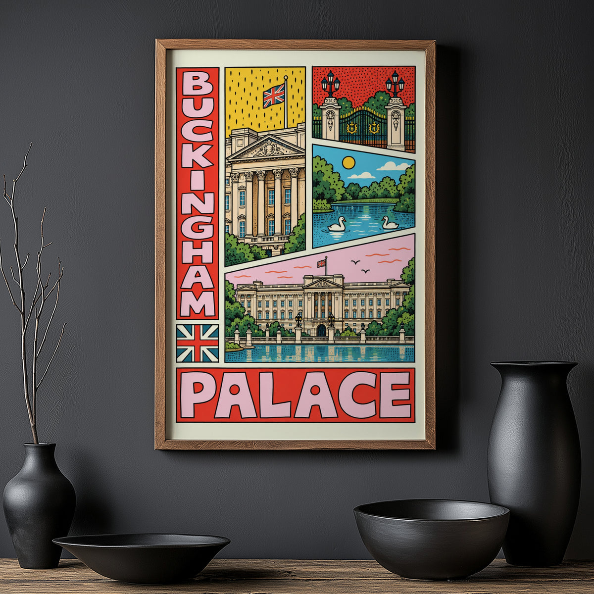 Vintage Buckingham Palace Poster, London Wall Art Print