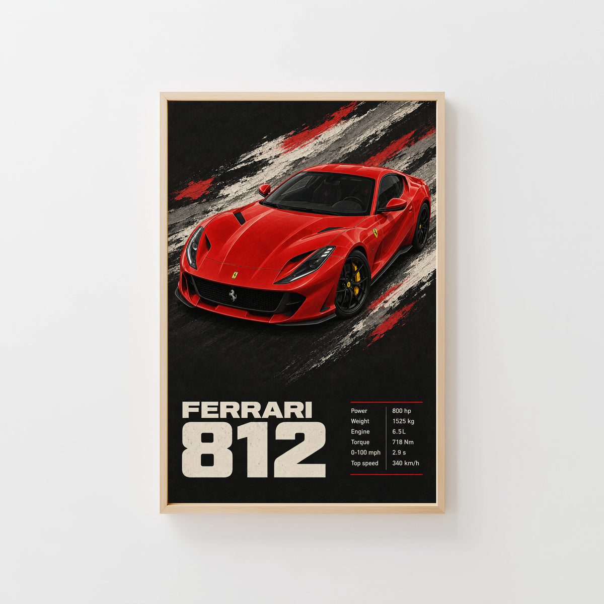 Vintage Ferrari 812 Print, Car Wall Art