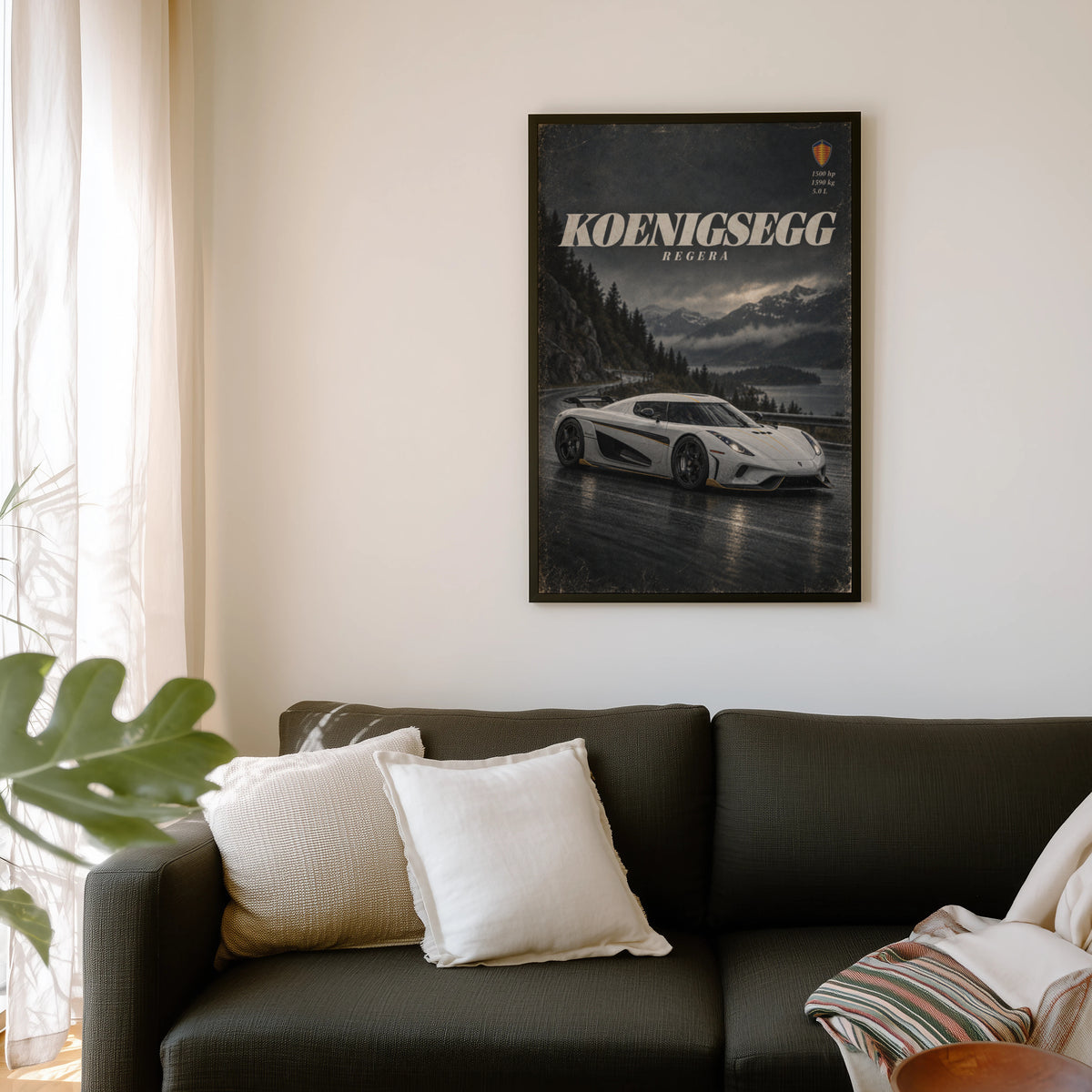 Vintage Koenigsegg Regera Print, Supercar Wall Art