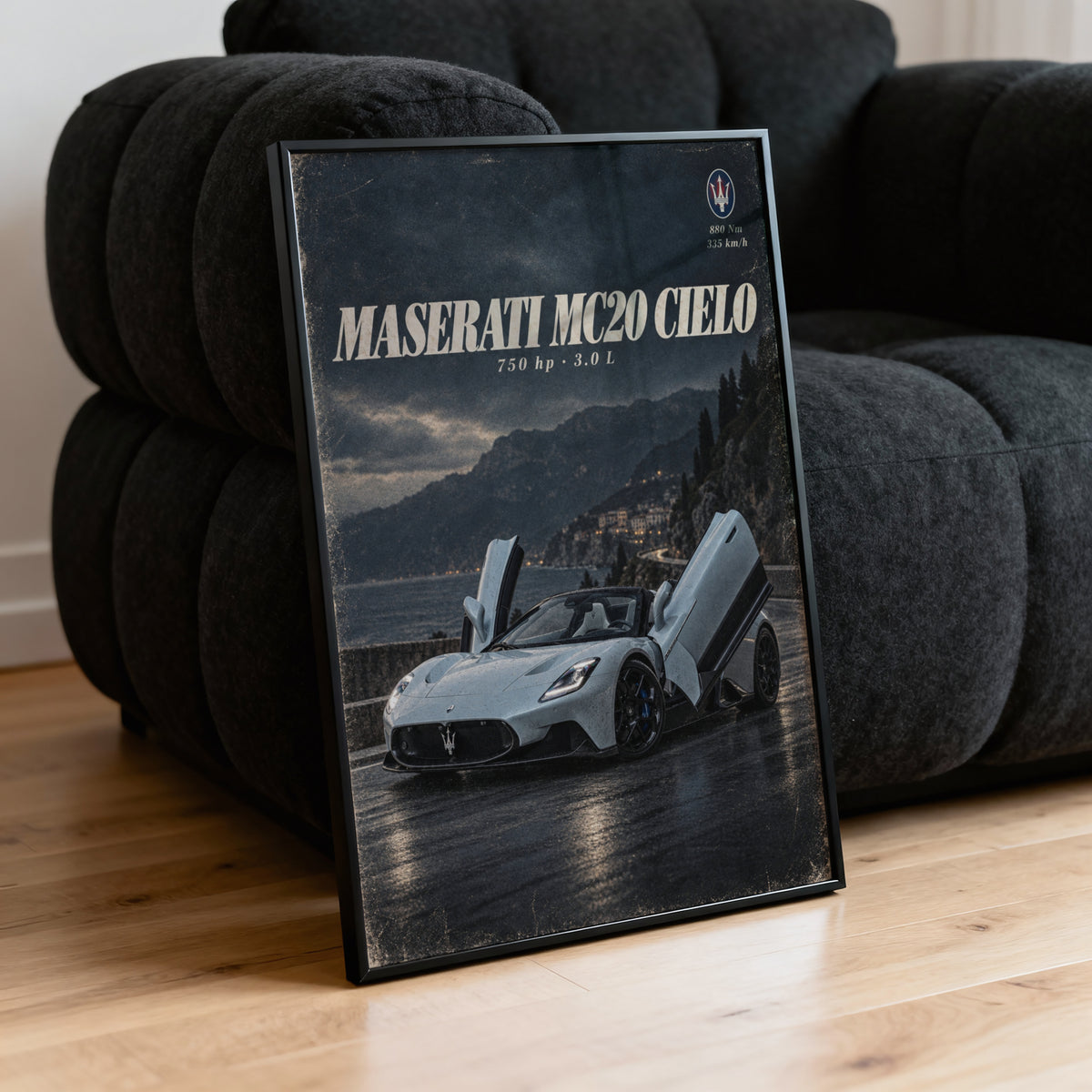 Vintage Maserati MC20 Cielo Print, Supercar Wall Art