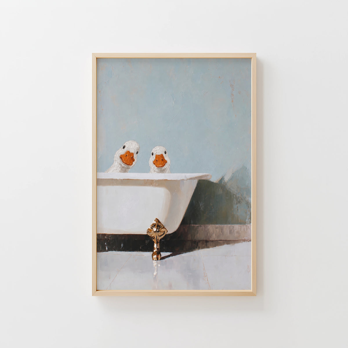 Vintage Duck Bathtub Print and Poster, Bathroom Art