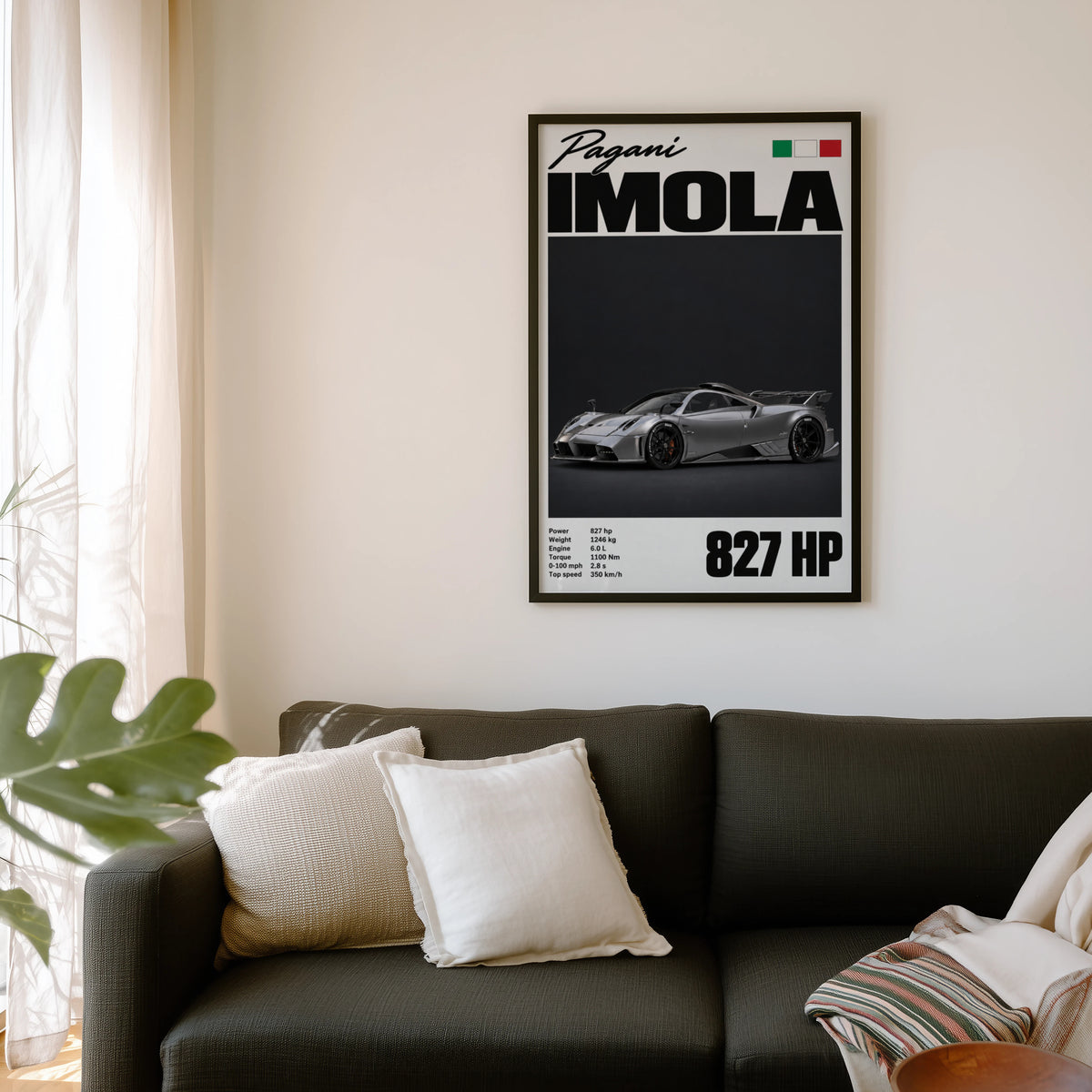 Vintage Pagani Imola Print, Supercar Wall Art
