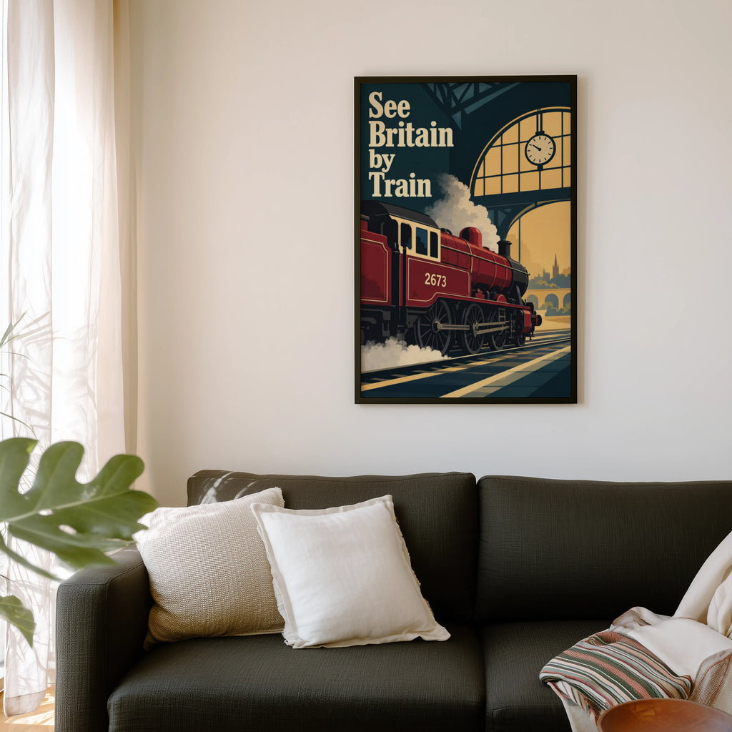 Vintage Steam Train Poster, British Railway Wall Art, Print