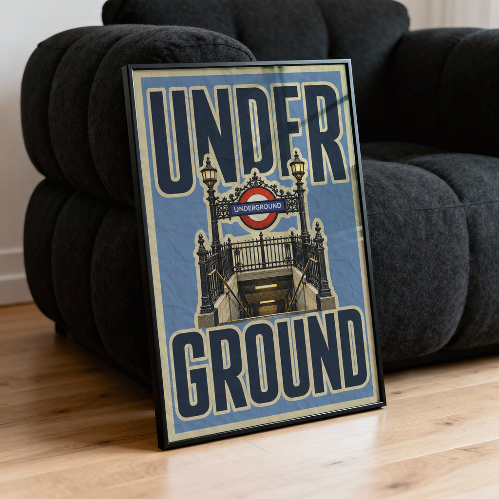Vintage London Underground Poster, Tube Station Print