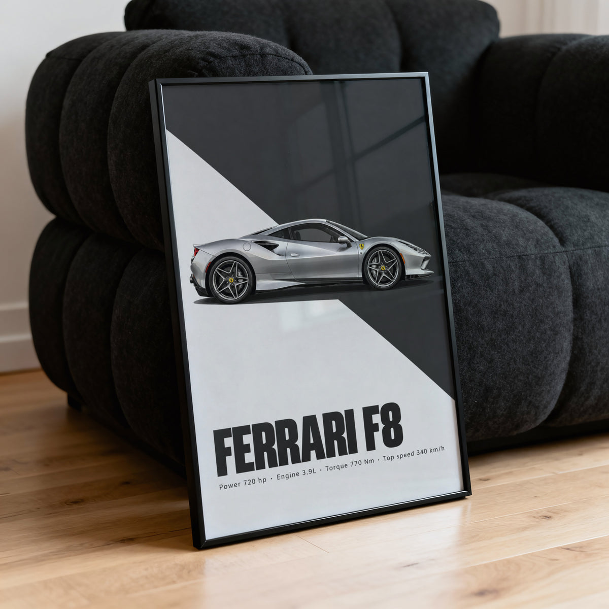 Vintage Ferrari F8 Print, Supercar Wall Art