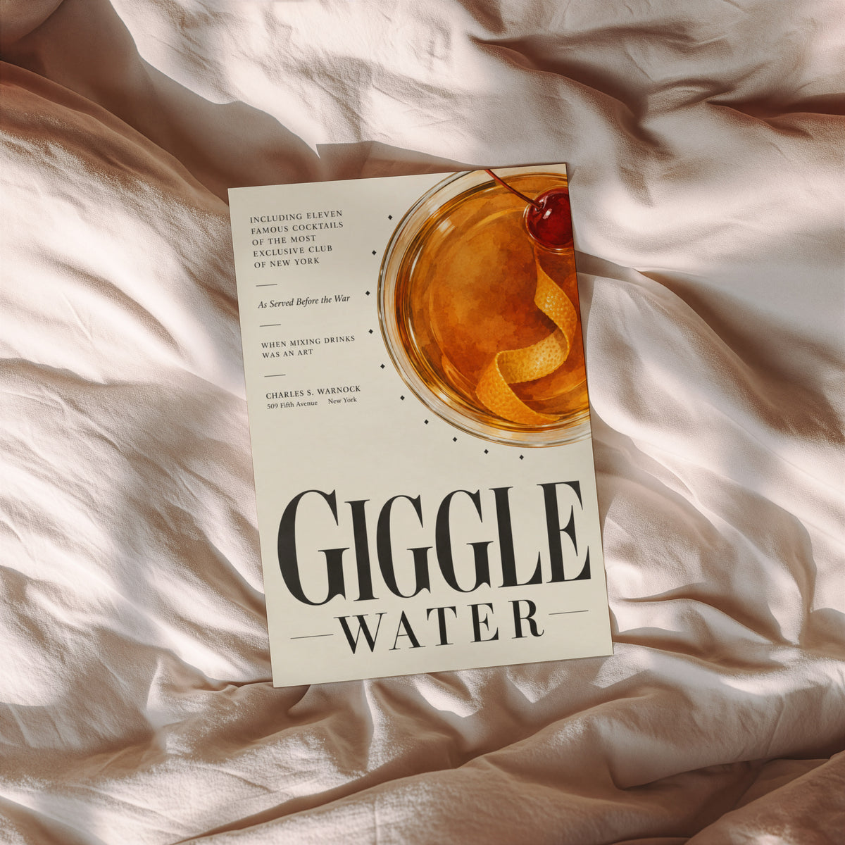 Vintage Giggle Water Cocktail Print Poster, Bar Art