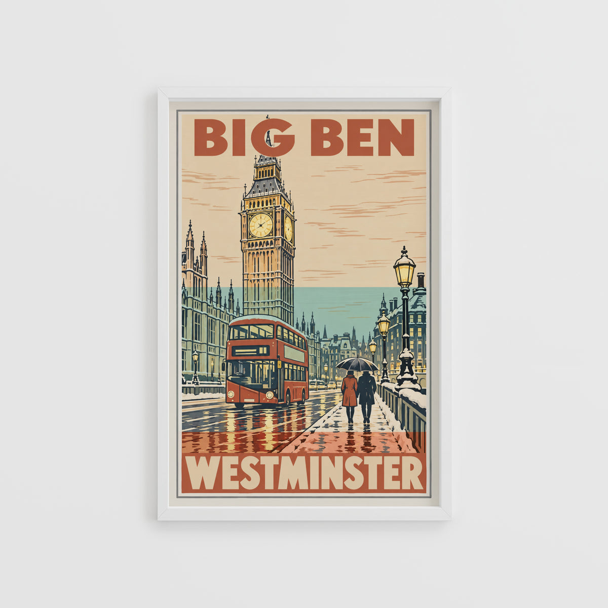 Vintage Big Ben Westminster Poster, London Wall Art Print