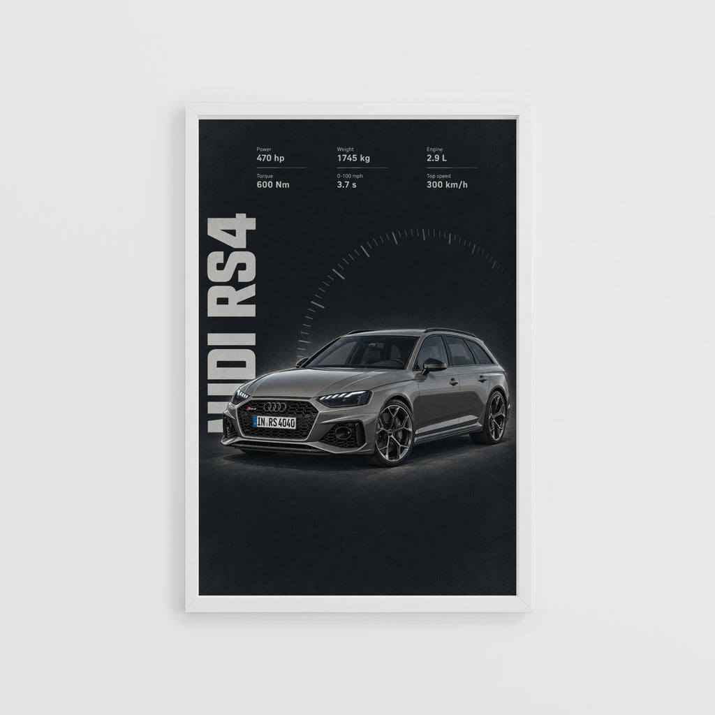 Vintage Audi RS4 Print, Performance Estate Wall Art