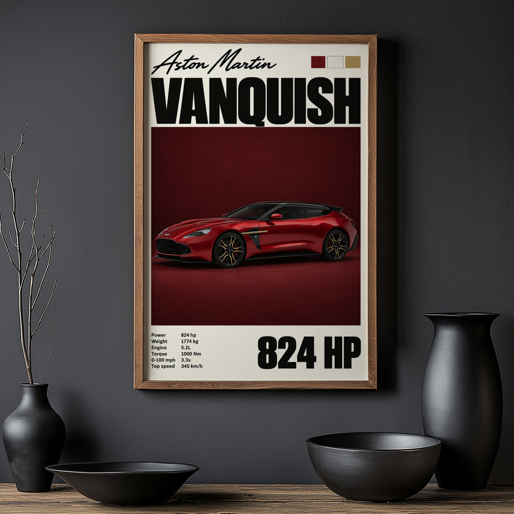 Vintage Aston Martin Vanquish Print, Car Wall Art