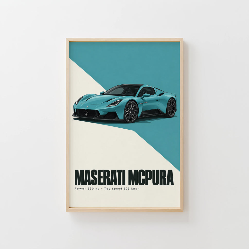 Vintage Maserati MCPura Print, Car Wall Art
