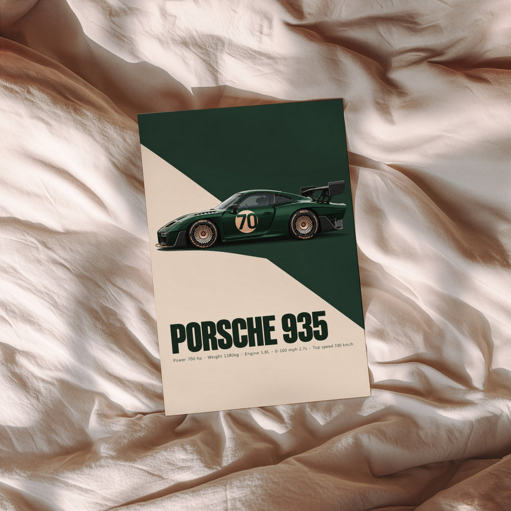 Vintage Porsche 935 Print, Racing Car Wall Art