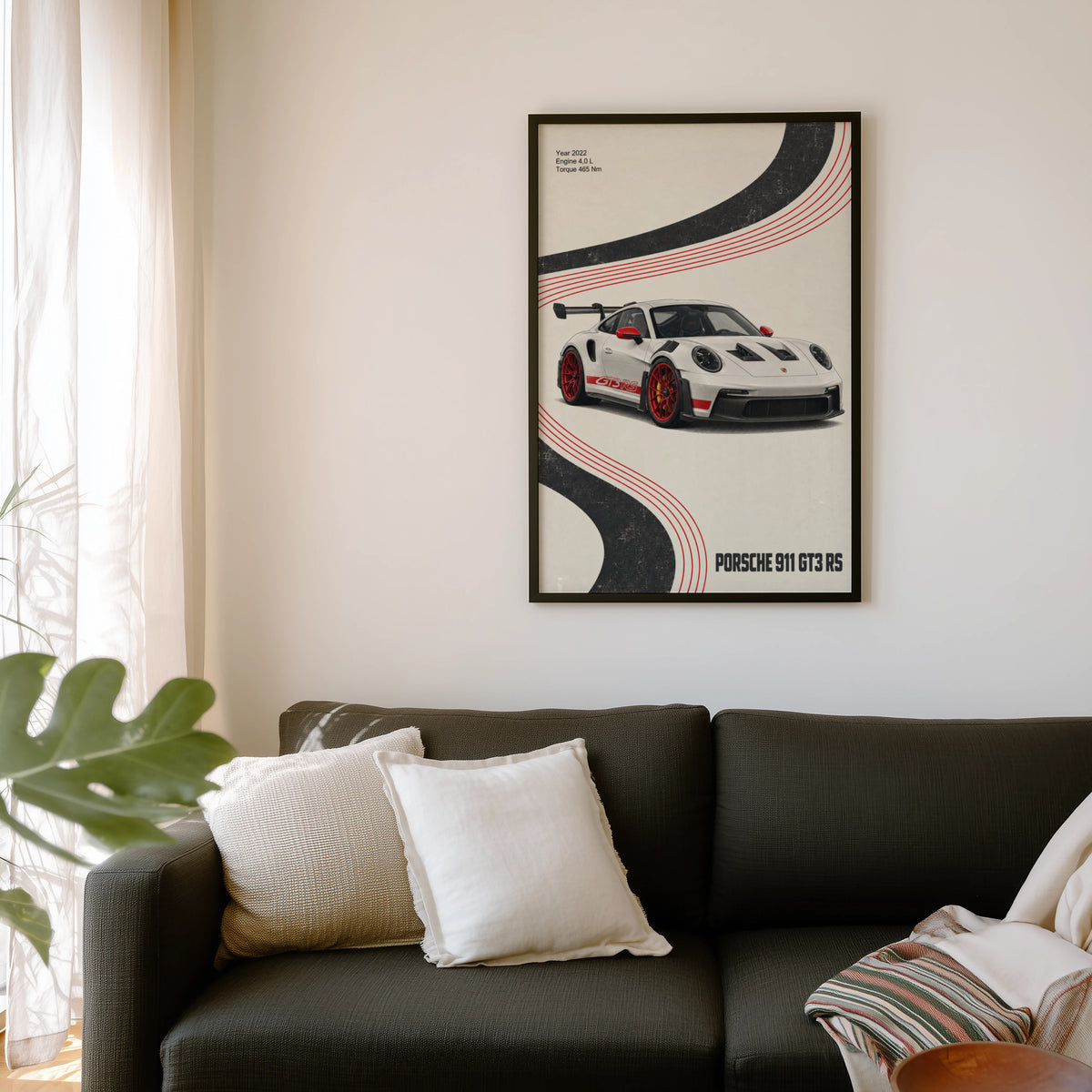 Vintage Porsche 911 GT3 RS Print, Car Poster
