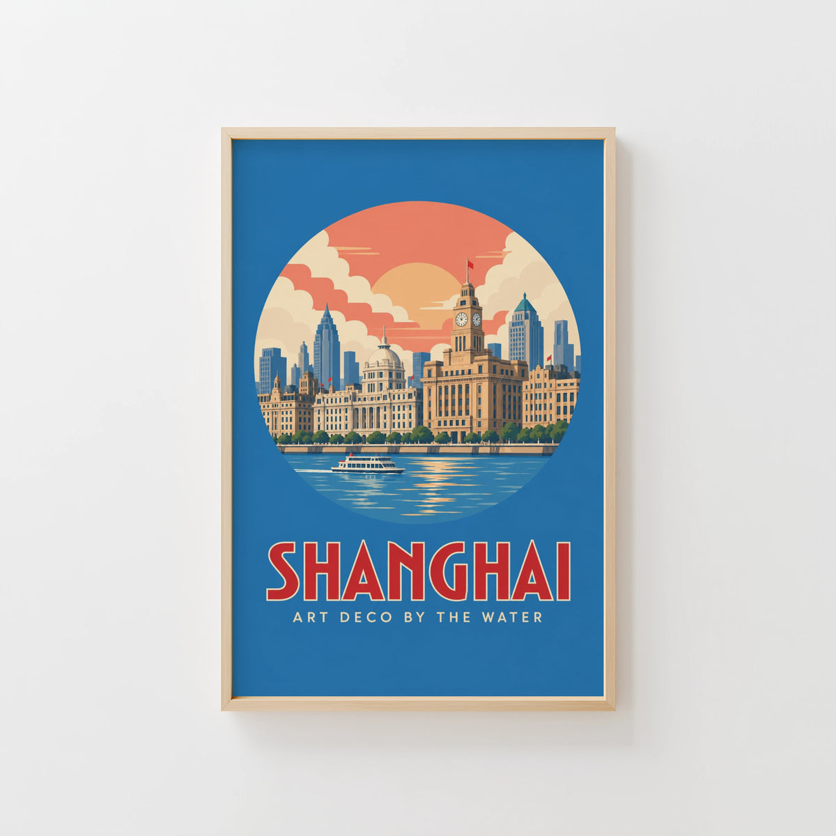Vintage Shanghai Poster, Art Deco Bund Wall Art, Print