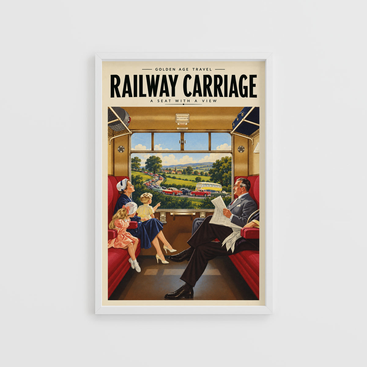 Vintage Railway Carriage Print Poster, Train Wall Art