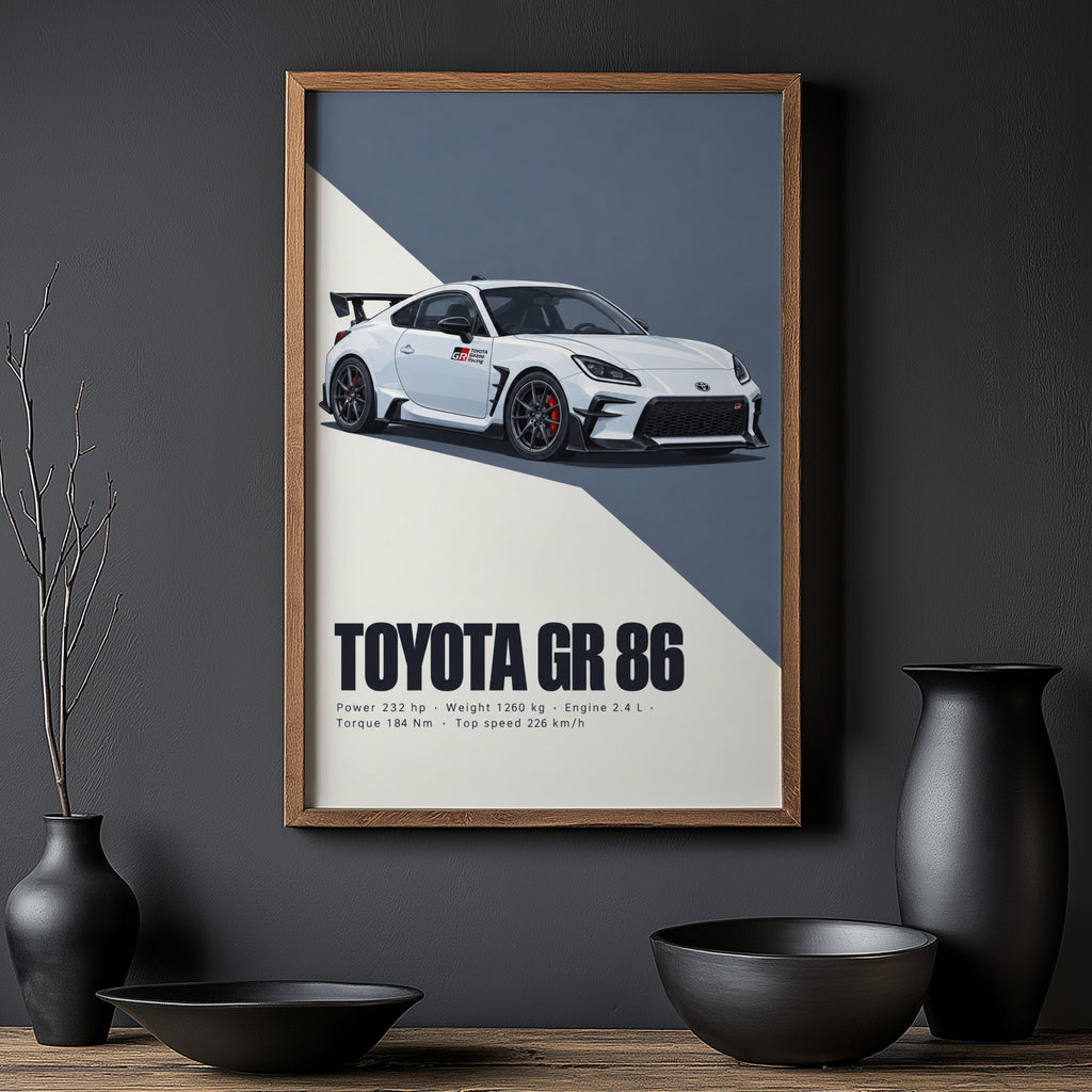 Vintage Toyota GR 86 Print, Car Wall Art
