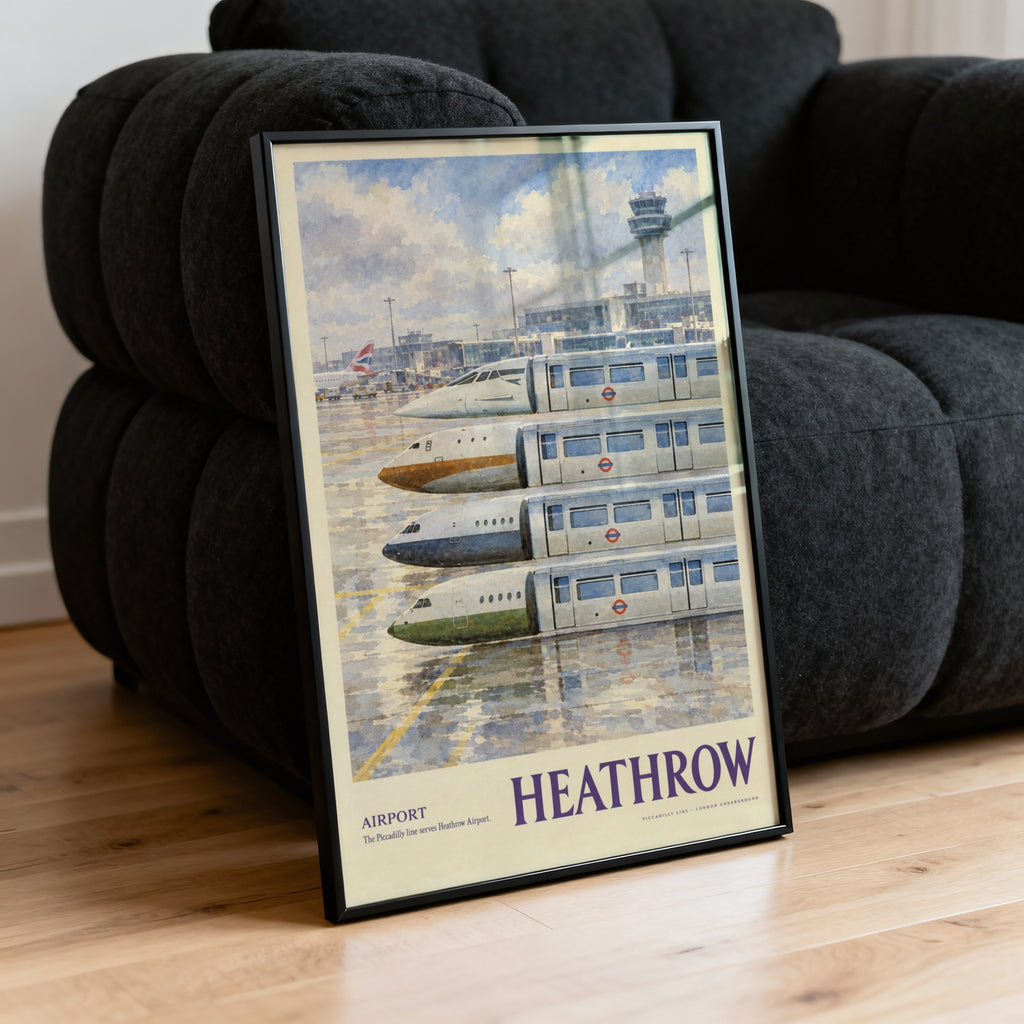 Vintage Heathrow Airport Poster, London Underground Print