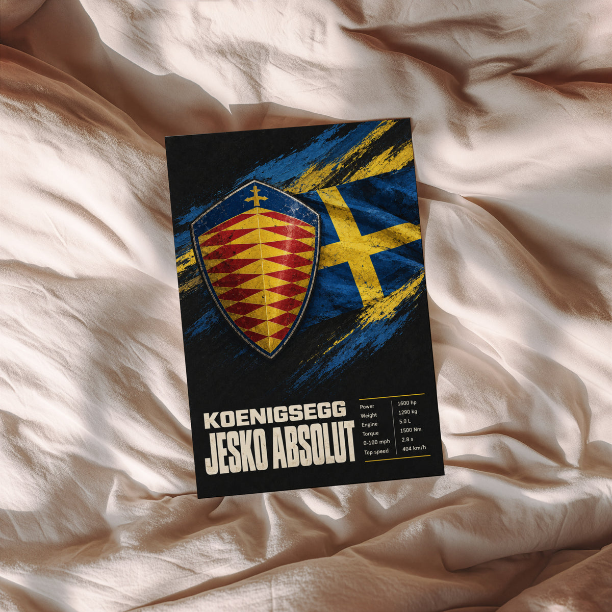 Vintage Koenigsegg Jesko Absolut Print, Swedish Flag