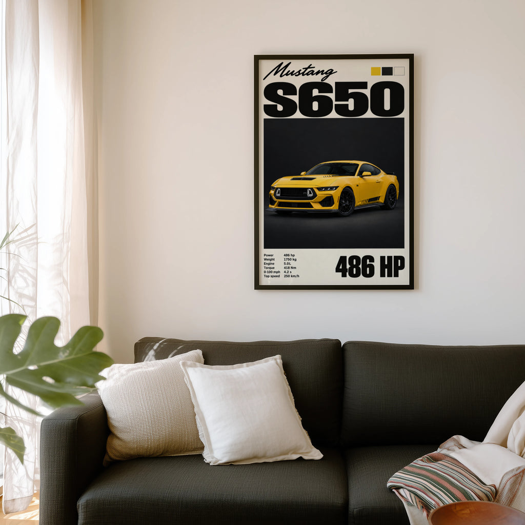 Vintage Mustang S650 Print, Car Wall Art