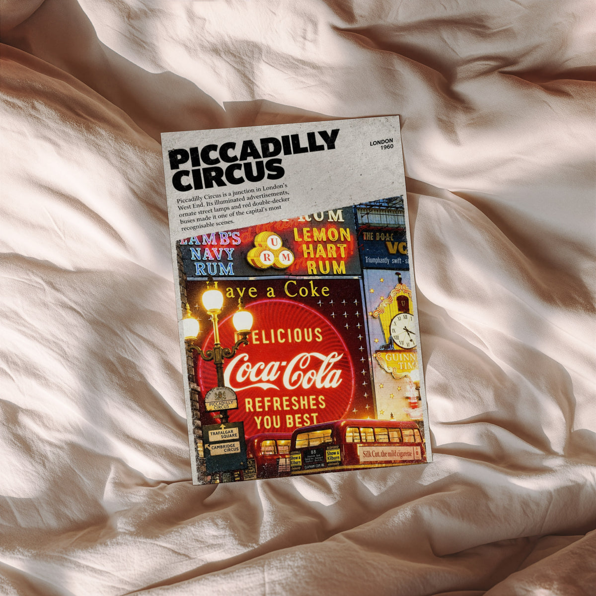Vintage Piccadilly Circus London Poster, Neon Wall Art Print