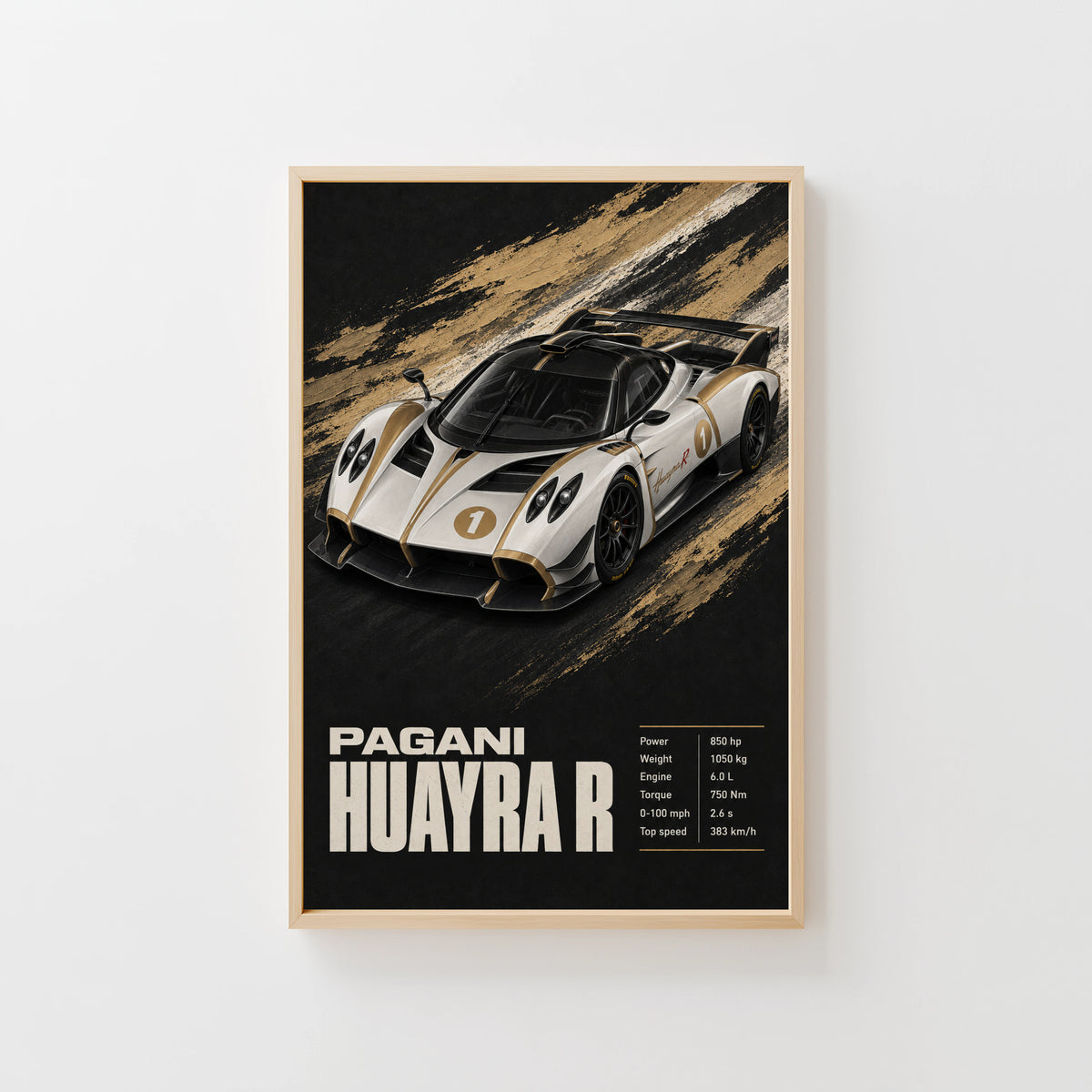 Vintage Pagani Huayra R Print, Supercar Wall Art