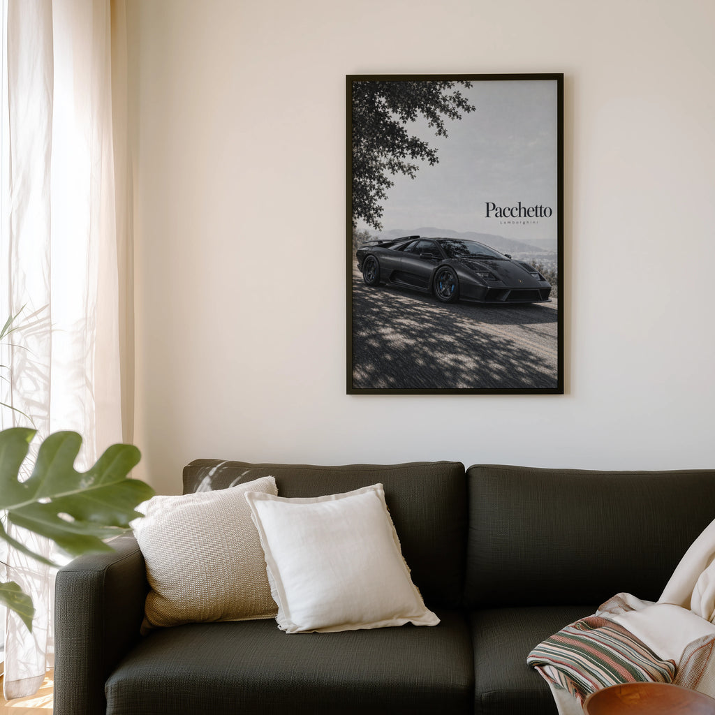 Vintage Lamborghini Print, Supercar Wall Art