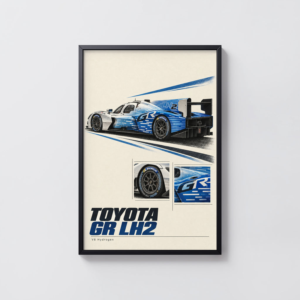 Vintage Toyota Print, Hydrogen Racing Car Art
