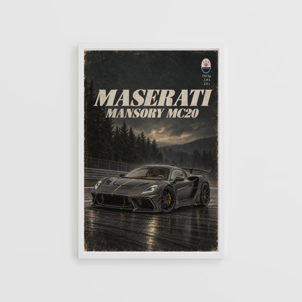 Vintage Maserati MC20 Print, Supercar Wall Art