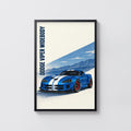 Vintage Dodge Viper Print, Blue Car Wall Art